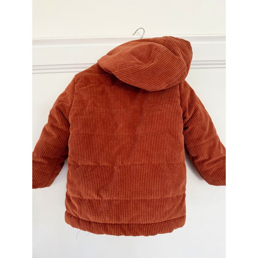 Cat & Jack Toddler Winter Coat 2T Rust Corduroy Sherpa Lined Hooded Jacket - Picture 3 of 4